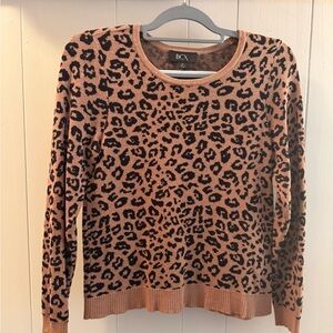 BCX Women's Animal Print Sweater - Tan and Black